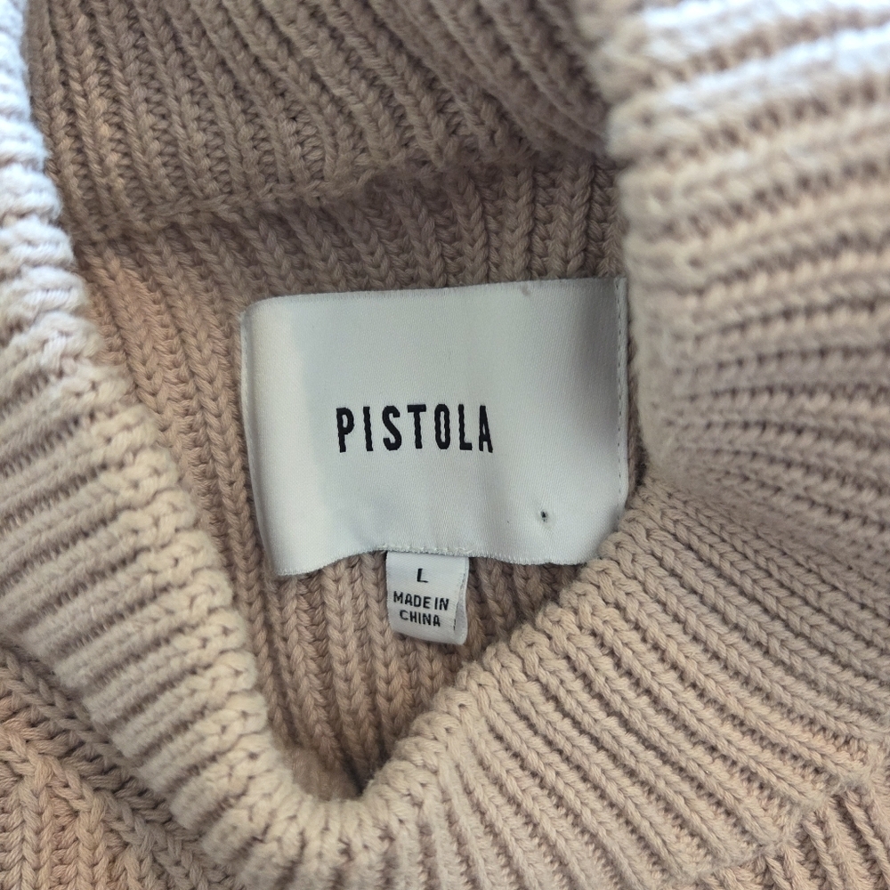 Pistola Taylor Ribbed Cropped Sweater Women's Tabbed Sleeves Blushing Size Large - Picture 10 of 11